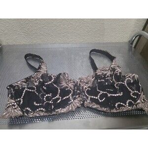 Lunaire Black Brown Lace Underwired Bra Women's 38DD